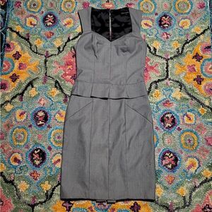 Express Design Studio Sweetheart Neck Peplum Waist Dress Grey Women's 2